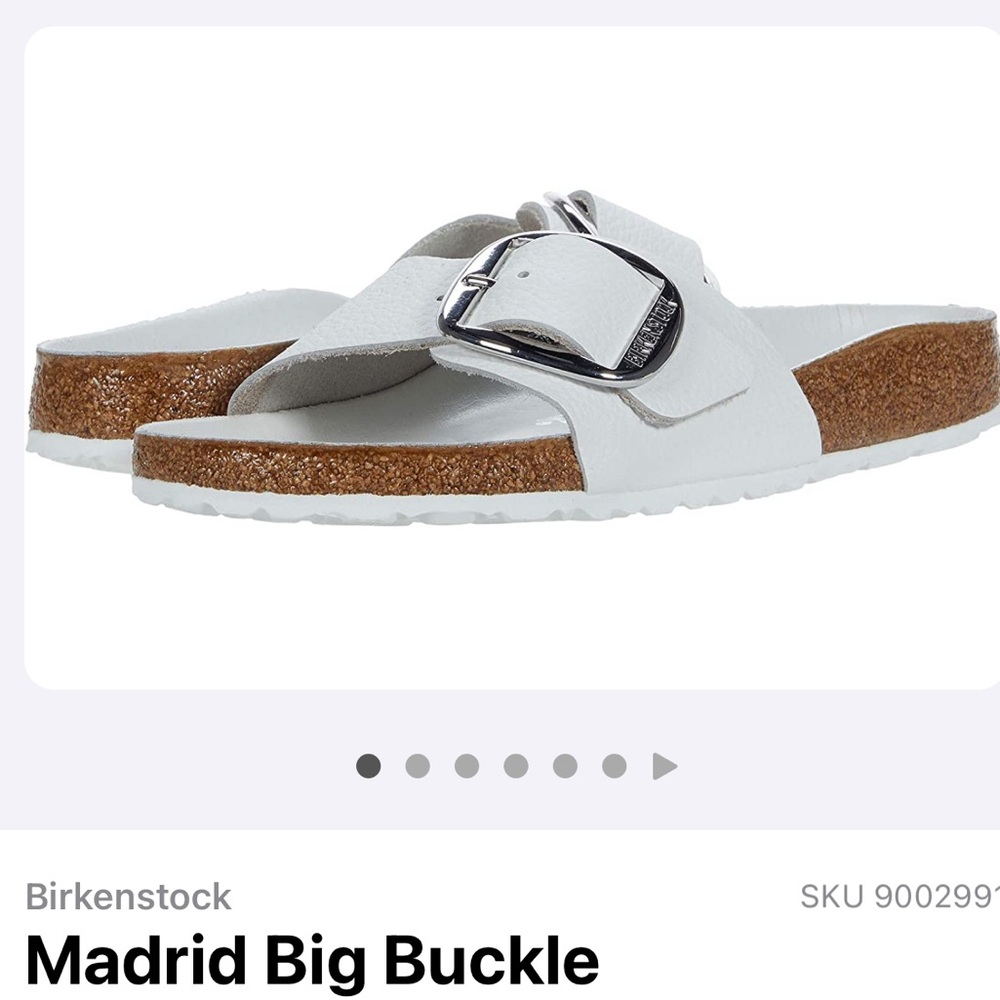 Birkenstock Madrid Big buckle, White, EU 38 Womens 7- 7.5, regular width